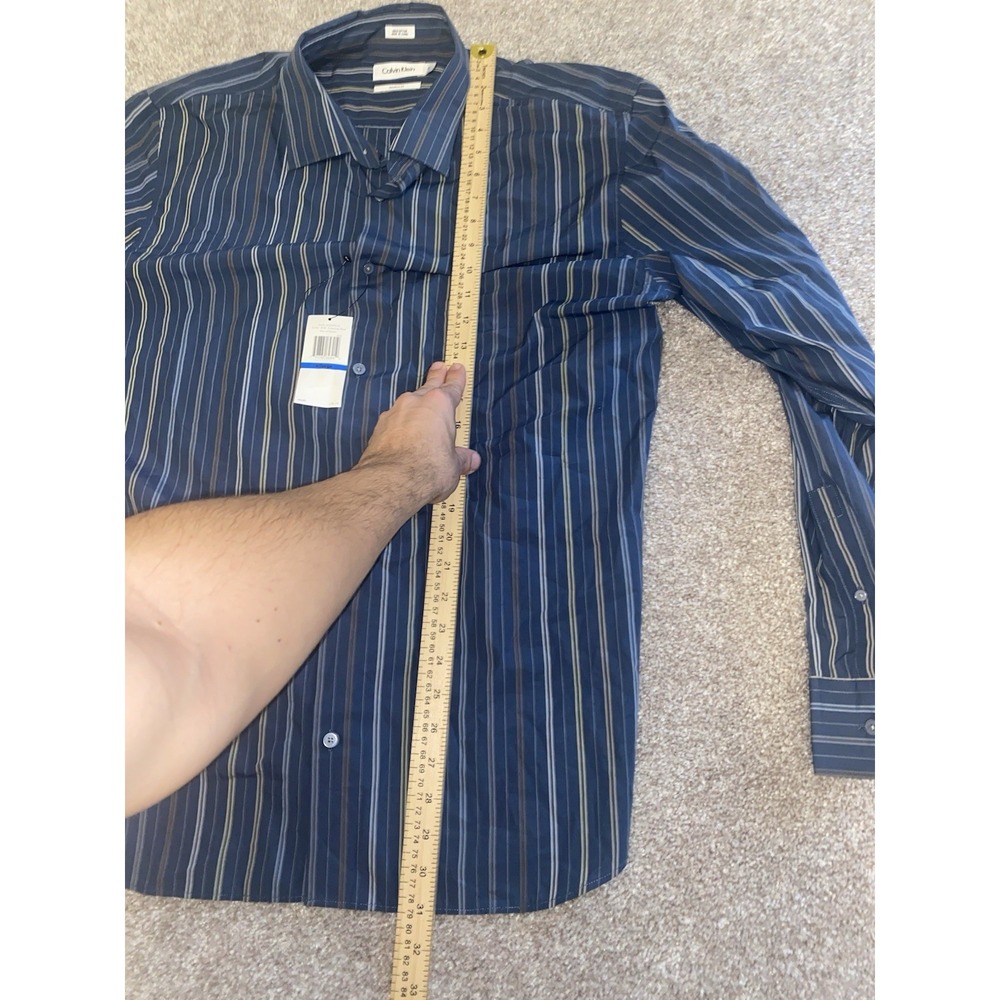 Calvin Klein Evening Blue The Collector Long Sleeve Button Up Shirt Mens XL NWT - Picture 6 of 7